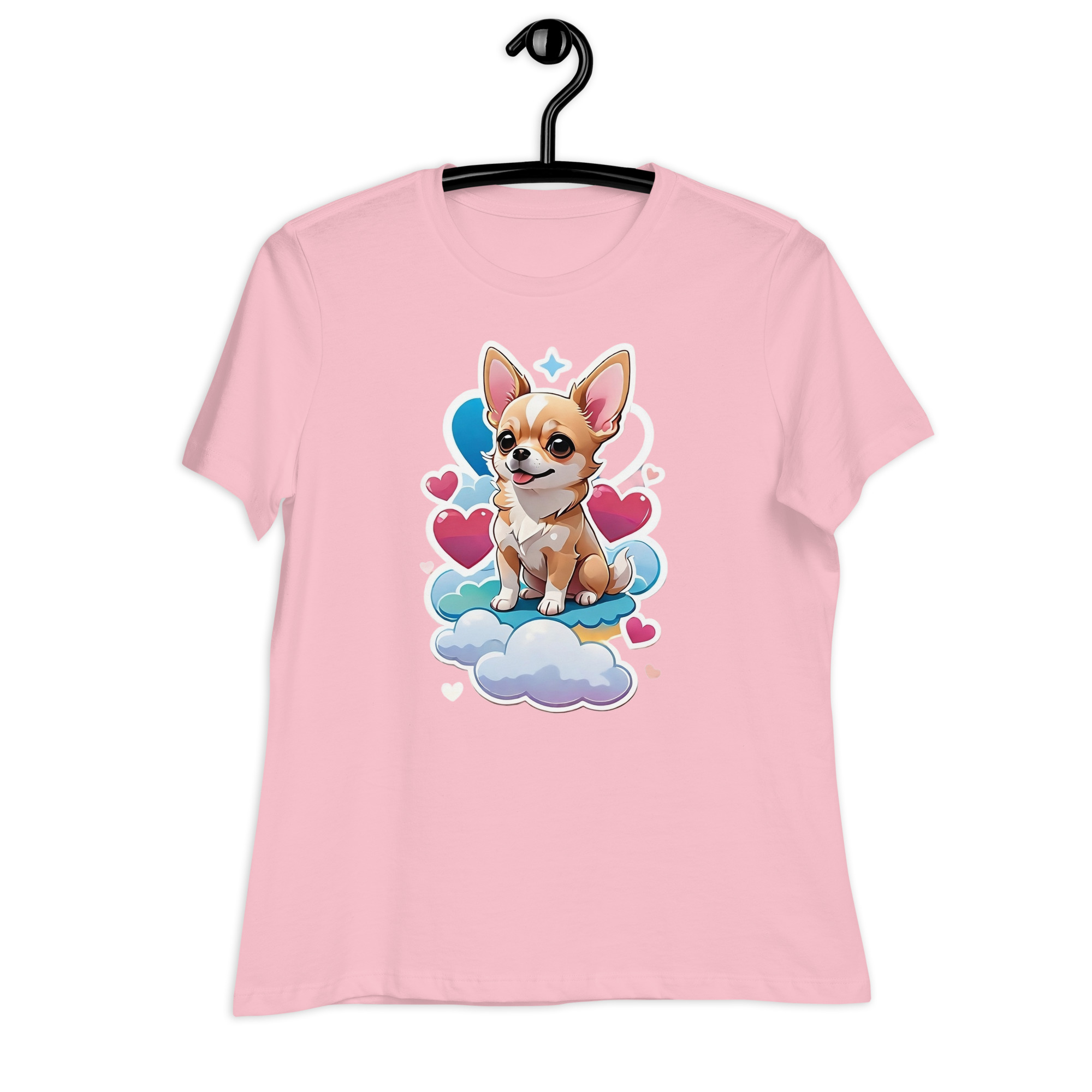 Cute Chihuahua Half Sleeve Round Neck T-Shirt for Women